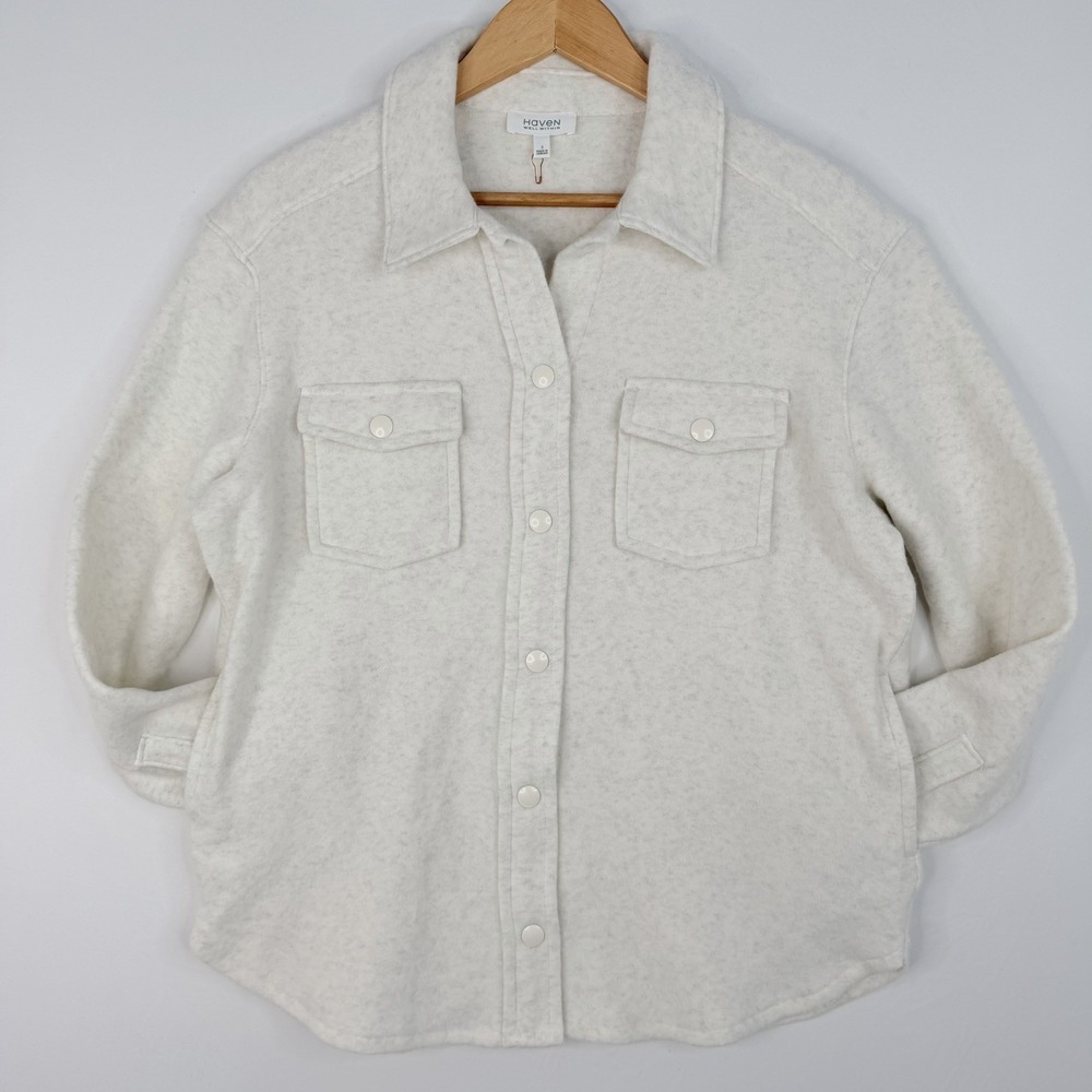 Haven Well Within Oatmeal Cotton Blend Knit Shacket Size S Cozy Earthy‎ Ivory